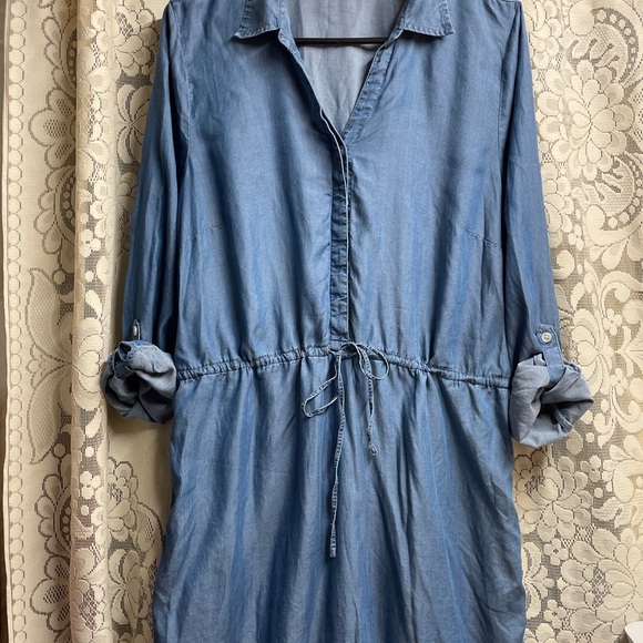 crown & ivy Dresses & Skirts - Crown & Ivy Denim Blue Mini Shirt Dress